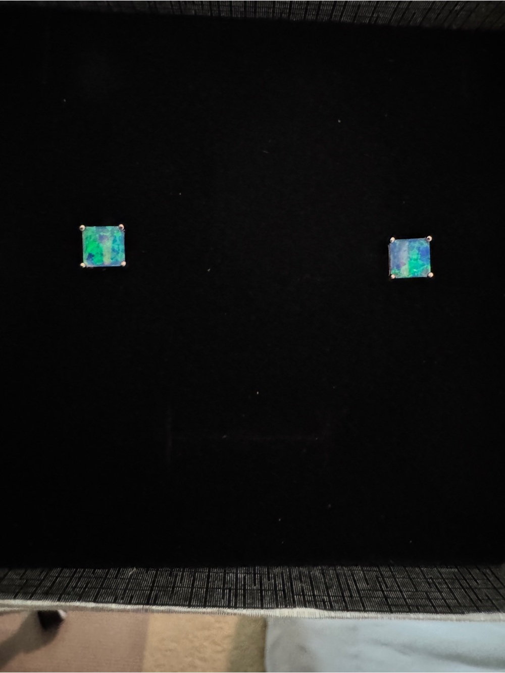 Blue Fire Opal Gemstone 925 Sterling Silver Square Stud Earrings Rose Gold - Picture 2 of 7